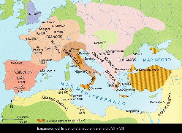 MAPA OCCIDENTE CONQUISTA POR MUSULMANES